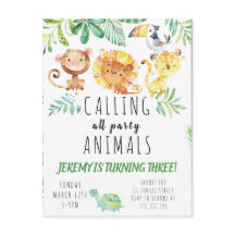 Carton d'invitation à la fête jungle pour enfants