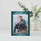 Carte Postale Carton d'invitation à la remise des diplômes Bleu  (Debout devant)