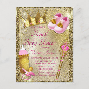 Carte Postale Carton d'invitation à une baby shower pour princes