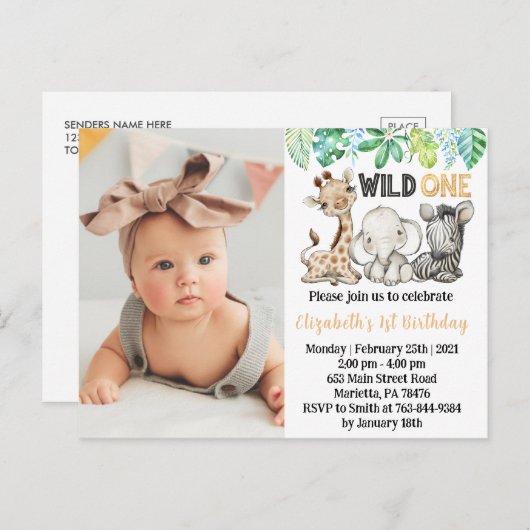 Carte Postale Carton d'invitation à une fête d'anniversaire avec (Devant / Derrière)