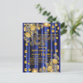 Carte Postale Carton d'invitation à une fête d'anniversaire bleu (Debout devant)