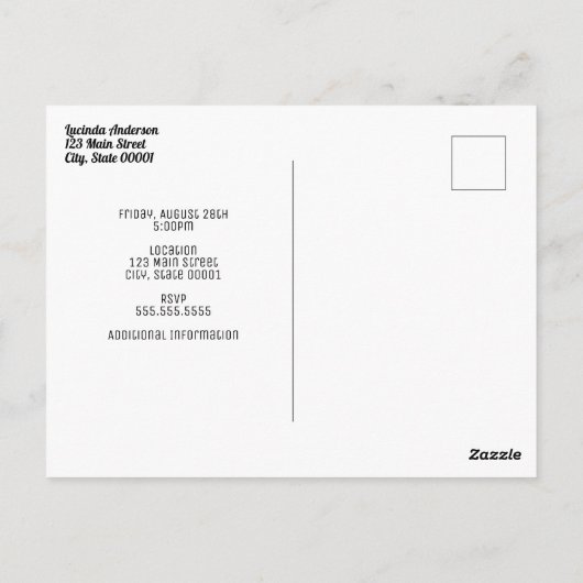 Carte Postale Carton d'invitation à une fête du milieu des année (Dos)