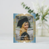 Carte Postale Carton d'invitation au diplôme avec mandala doré s (Debout devant)