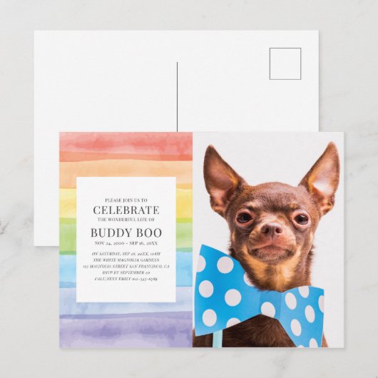 Carte Postale Carton d'invitation commémoratif pour animal de co (Devant / Derrière)