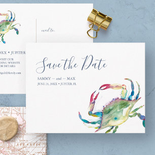 Carte Postale Carton d'invitation Crabe Aquarelle Sauvegarder la