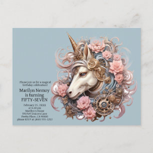 Carte Postale Carton d'invitation d'anniversaire de licorne Invi