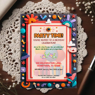 Carte Postale Carton d'invitation d'anniversaire en feutre pour
