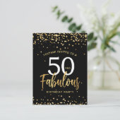 Carte Postale Carton d'invitation d'anniversaire Fifty & Fabulou (Debout devant)
