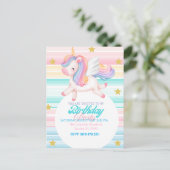Carte Postale Carton d'invitation d'anniversaire Licorne pour en (Debout devant)
