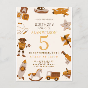 Carte Postale Carton d'invitation d'anniversaire pour garçons su