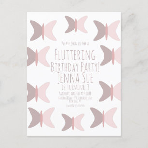 Carte Postale Carton d'invitation d'anniversaire Rose pastel Pap