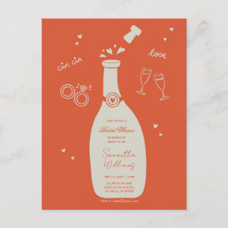 Carte Postale Carton d'invitation de douche de mariée à Champaig