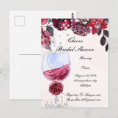 Carte Postale carton d'invitation de fiançailles en bordeaux (Devant / Derrière)