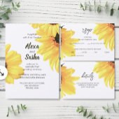 Carte Postale Carton d'invitation de mariage aux tournesols à l'