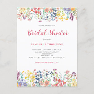 Carte Postale Carton d'invitation de mariage floral fantaisiste