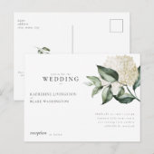 Carte Postale Carton d'invitation de mariage simple hydrangea bl (Devant / Derrière)