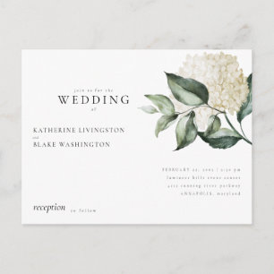 Carte Postale Carton d'invitation de mariage simple hydrangea bl