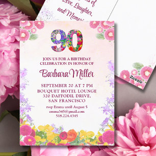 Carte Postale Carton d'invitation élégant avec motif floral pour
