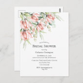 Carte Postale Carton d'invitation élégant de mariage avec fleurs (Devant / Derrière)