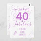 Carte Postale Carton d'invitation fête Confettis rose vif pour 4 (Devant / Derrière)