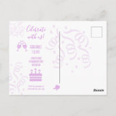 Carte Postale Carton d'invitation fête Confettis rose vif pour 4 (Dos)