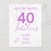 Carte Postale Carton d'invitation fête Confettis rose vif pour 4 (Devant)