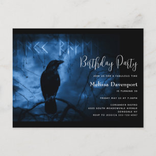 Carte Postale Carton d'invitation goth pour anniversaire Corbeau