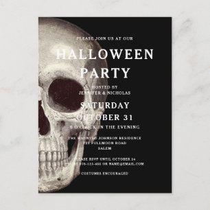 Carte Postale Carton d'invitation Halloween adulte Crâne effraya