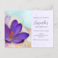 Carton d'invitation pour anniversaire Purple Sprin