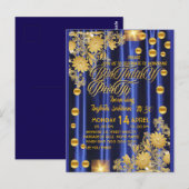 Carte Postale Carton d'invitation pour fête d'anniversaire bleu  (Devant / Derrière)