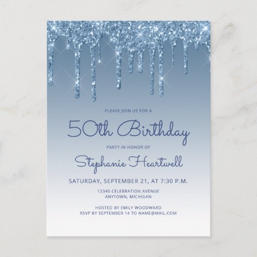 Carte Postale Carton d'invitation pour les 50 ans avec des traîn (Devant)