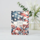 Carte Postale Carton d'invitation pour une fête rouge, blanc et  (Debout devant)