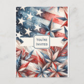 Carte Postale Carton d'invitation pour une fête rouge, blanc et  (Devant)