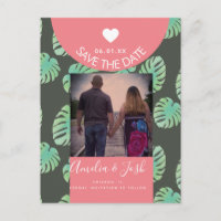 Carton d'invitation précoce Monstera aquarelle ros