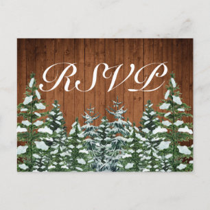 Carte Postale Carton d'invitation RSVP Bois enneigé et Forêt de