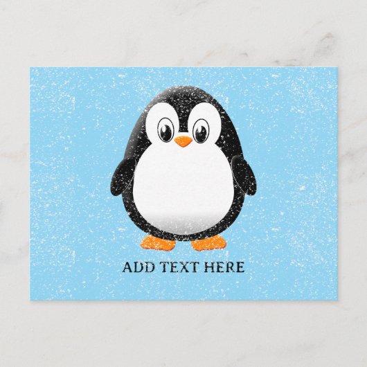 Carte Postale Carton en pingouin mignon hiver personnalisé (Devant)