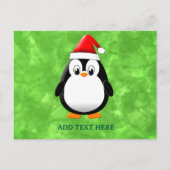 Carte Postale Carton en pingouin personnalisé Vert Noël (Devant)