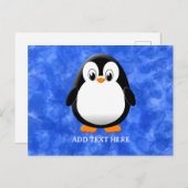 Carte Postale Carton en pingouin sur mesure Aquarelle bleue (Devant / Derrière)