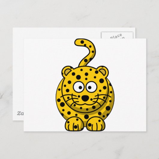 Carte Postale Carton mignon Leopard (Devant / Derrière)