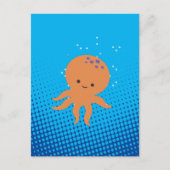 Carte Postale Carton mignon Octopus Bleu Océan (Devant)