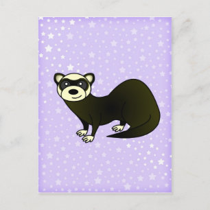 Carte Postale Carton mignon Sable Ferret Purple Star