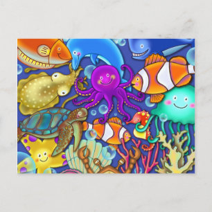 Carte Postale Carton mignon sous-marin Coral Reef Sea Life World