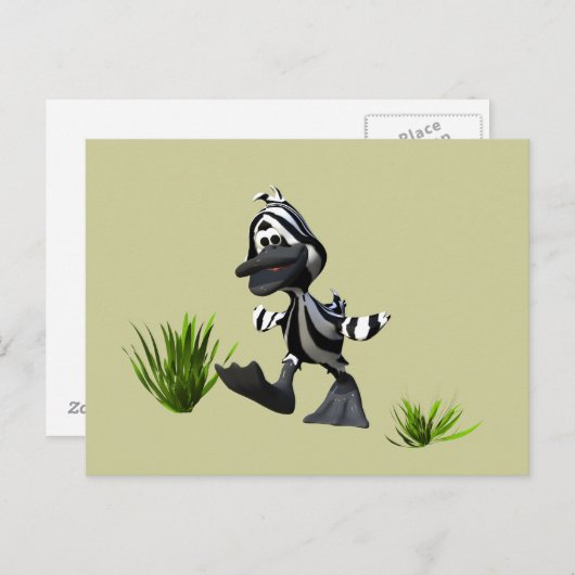 Carte Postale Carton mignon Zebra Duck (Devant / Derrière)
