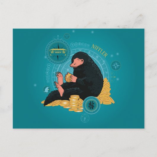 Carte Postale Carton NIFFLER™ Avec Pièces D'Or (Devant)
