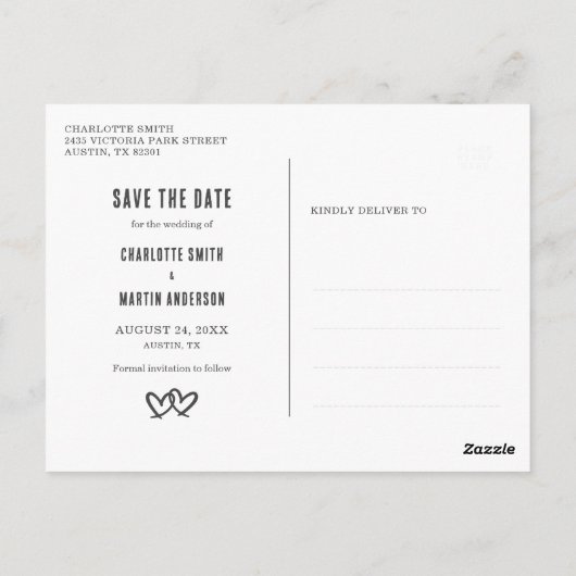 Carte Postale Carton Rustique Chalkboard Mariage Enregistrer La  (Dos)