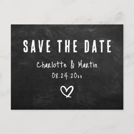 Carte Postale Carton Rustique Chalkboard Mariage Enregistrer La  (Devant)