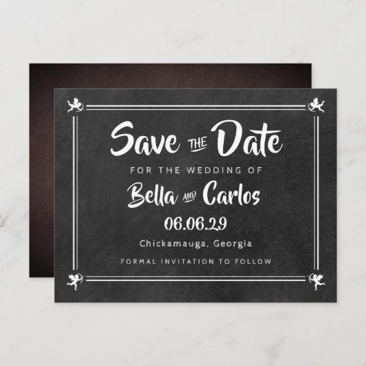 Carte Postale Cartons de Mariage Tableau Noir (Devant / Derrière)