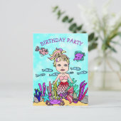 Carte Postale Cartons d'invitation d'anniversaire de sirène viol (Debout devant)