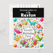 Carte Postale Cartons d'invitation pour fête d'anniversaire de d (Devant / Derrière)