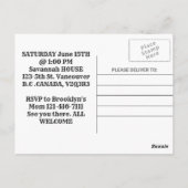 Carte Postale Cartons d'invitation pour fête d'anniversaire de d (Dos)